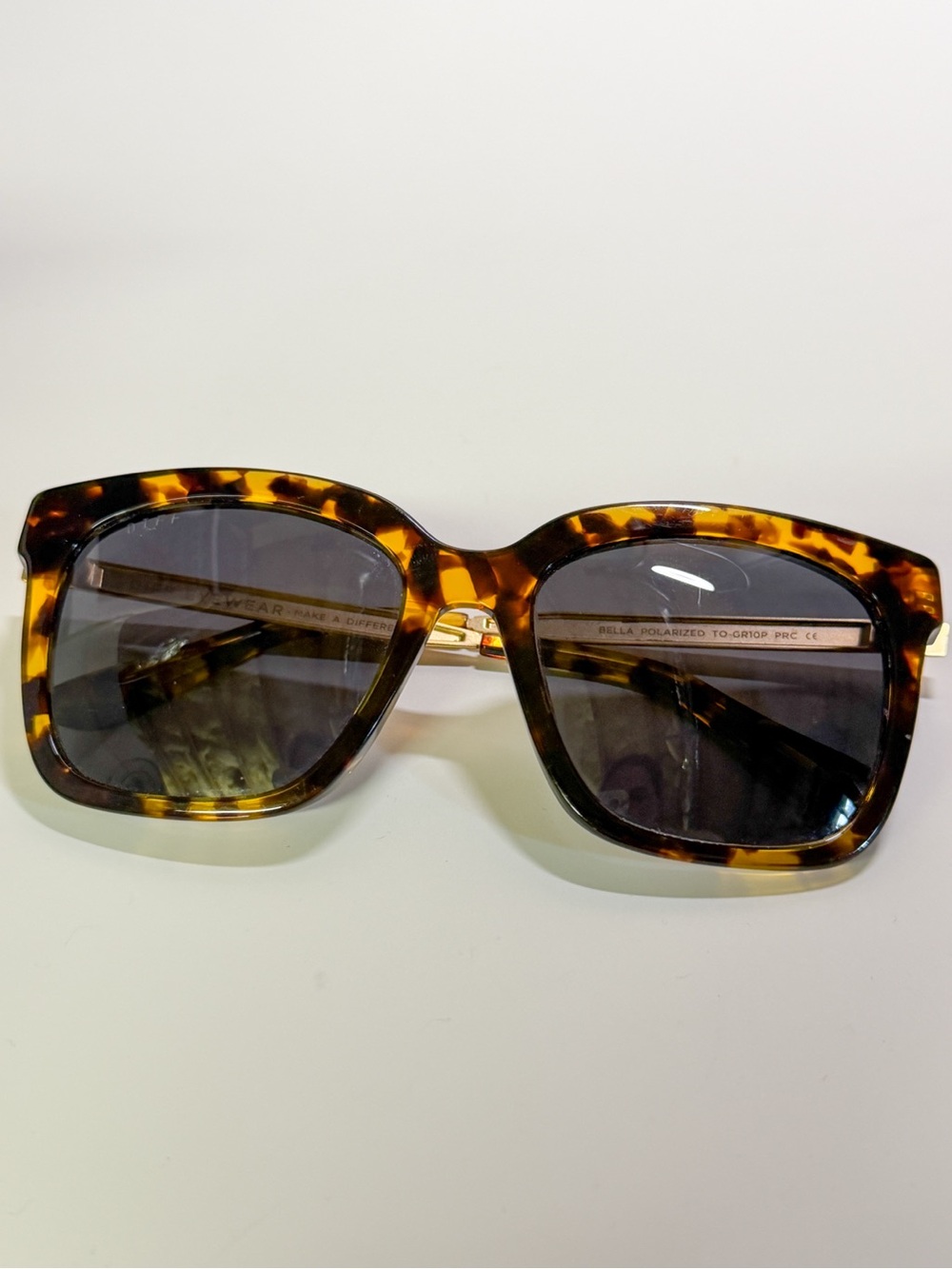 Diff Bella Tortoiseshell Square Polarized Women's Sunglasses
